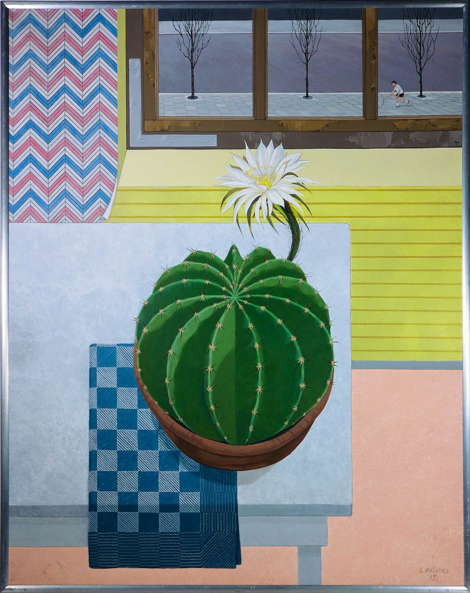 Kees Balvers - Acryl op doek, Cactus aan tafel - Ingelijst kopen? Bied vanaf 100!