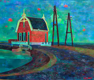 Dirk Breed - Olieverf op doek: Landschap verkocht voor € 1500!