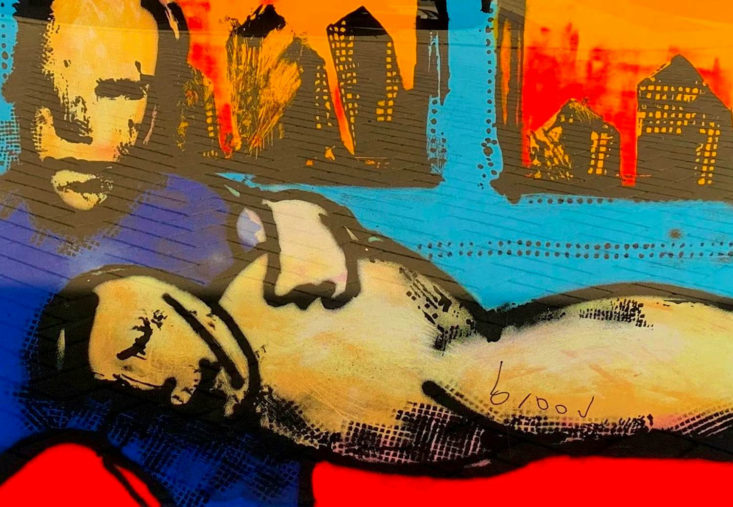 Herman Brood - grote ingelijste zeefdruk: Metro lovers kopen? Bied vanaf 695!