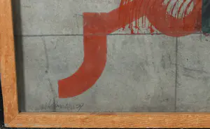 Hans Lemmen - Gemengde techniek op papier, Zonder titel - Ingelijst (Groot) kopen? Bied vanaf 1!