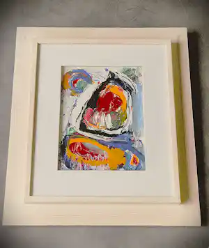Gerriet Postma - bekend Fries expressionist - "dik in de verf" abstract olieverf - mooi ingelijst verkauft für € 198!
