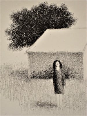 Metten Koornstra - meester van de verstilling - Litho - Vrouw in landschap - gesigneerd - jaren 60 kopen? Bied vanaf 10!