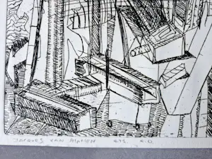 Jacques van Alphen - in 1975 in zeer kleine oplage (2/3) gemaakte monochrome Ets "Solipsisme" kopen? Bied vanaf 29!