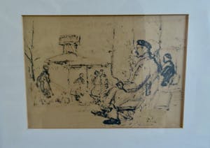 Cor Noltee - (1903-1967) Inkttekening - 'In het park' - kopen? Bied vanaf 100!