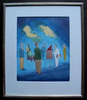 Benoit van Innis - Gemengde techniek, ingelijst: "Vernissage" kopen? Bied vanaf 950!