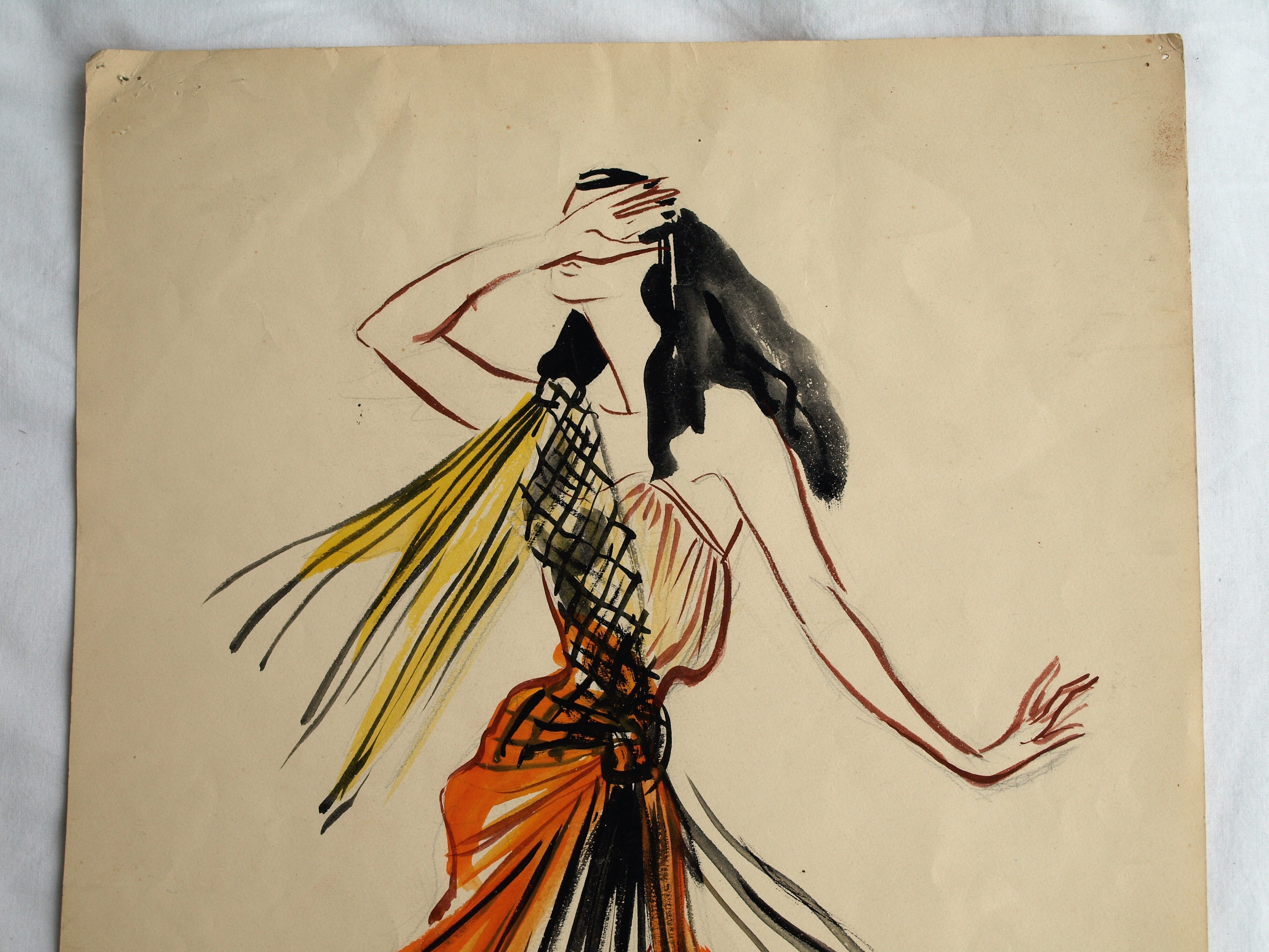 Niet of onleesbaar gesigneerd - Aquarel , Danseres – gesigneerd – 1951 kopen? Bied vanaf 1!