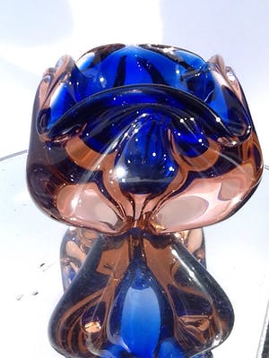 Josef Hospodka - Zware kristallen sommerso schaal/asbak Chribska. kopen? Bied vanaf 35!