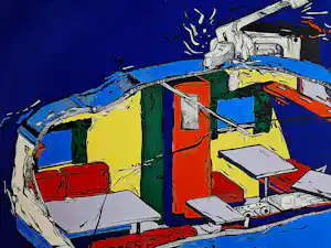 Emiel Hoorne - Originele Belgische jaren 70 POP-ART Zeefdruk "auto caravan opener" bep. oplage verkauft für € 35!