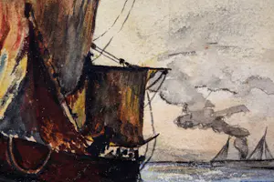 Niet of onleesbaar gesigneerd - Bomschuit op het strand kopen? Bied vanaf 10!