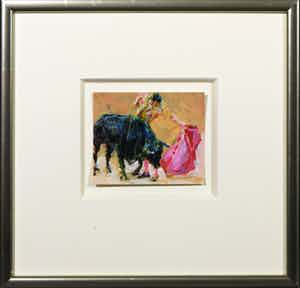 Bert van Zelm - Gouache, Z.T. Toros - Ingelijst verkocht voor € 35!