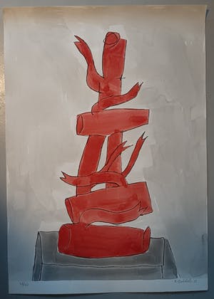 Klaas Gubbels - Klaas Gubbels 2015 Zeefdruk/Aquarel. Groot! 100 x 70 cm. kopen? Bied vanaf 395!