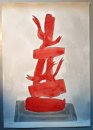 Klaas Gubbels - Klaas Gubbels 2015 Zeefdruk/Aquarel. Groot! 100 x 70 cm. verkocht voor € 395!