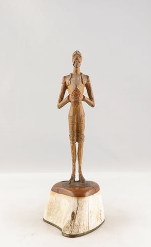 Niet of onleesbaar gesigneerd - Hout en been, Don Quichot en Pancho kopen? Bied vanaf 10!