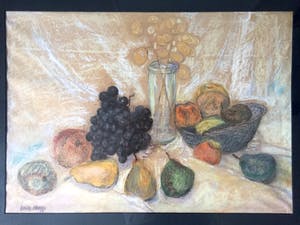 Louis Meys - Stilleven met Fruit - Krijttekening, Ingelijst kopen? Bied vanaf 79!