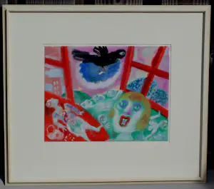 Aad de Haas - Ingelijste gemengde techniek op papier: zwarte kraai kopen? Bied vanaf 1750!