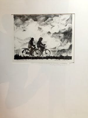 Joke Struik - Zondagmiddag op de fiets - Litho, Ingelijst kopen? Bied vanaf 45!