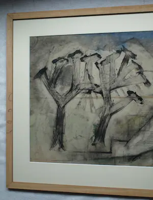 Jan Meijer - Ingelijste gouache , Kurkeikenbomen in Collioure - 1950 kopen? Bied vanaf 200!