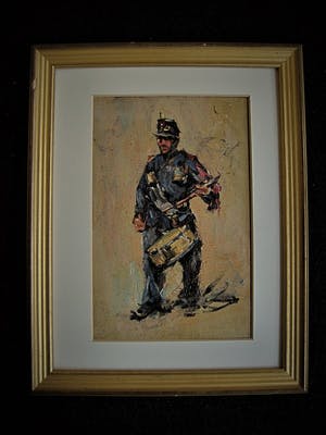 Niet of onleesbaar gesigneerd - Haagse School circa 1900 - impressionist. olieverf "Tamboer Nederlandse Leger" kopen? Bied vanaf 10!