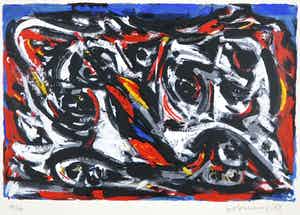 Theo Wolvecamp - Zeefdruk, Abstracte compositie verkocht voor € 200!
