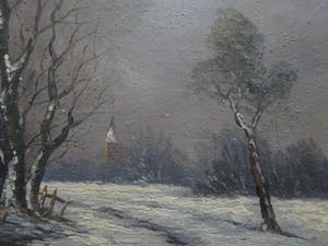 Niet of onleesbaar gesigneerd - Winter Boerderij Landschap kopen? Bied vanaf 1!