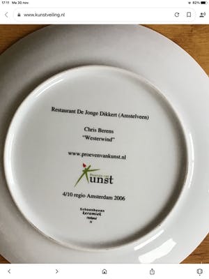Chris Berens - Kunstbord ,Schoonhoven keramiek, Molen De Dikkert Amstelveen kopen? Bied vanaf 15!