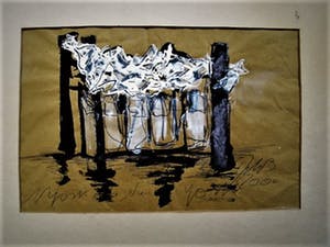 Niet of onleesbaar gesigneerd - Amerika 1960 abstract expressionistisch Gem. Techniek "New York 2000" gesigneerd kopen? Bied vanaf 10!