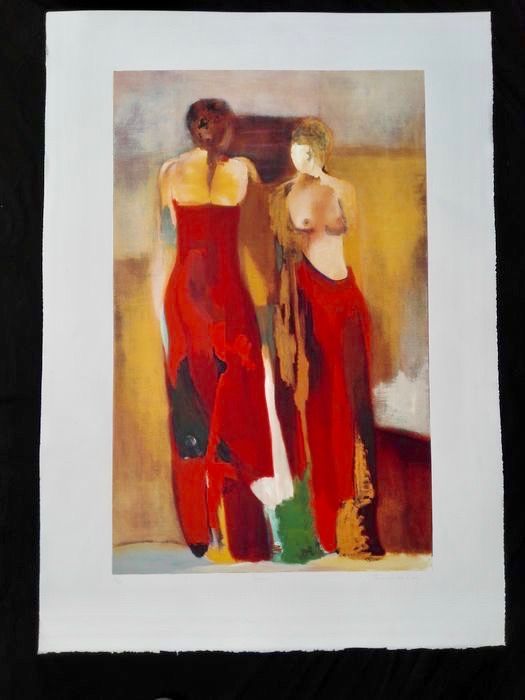Hans van den Berg - Twee vrouwen in Toulon - Grote kleurenzeefdruk kopen? Bied vanaf 19!