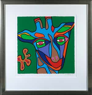 Marianne Naerebout - Zeefdruk, Twiga - Ingelijst verkocht voor € 100!