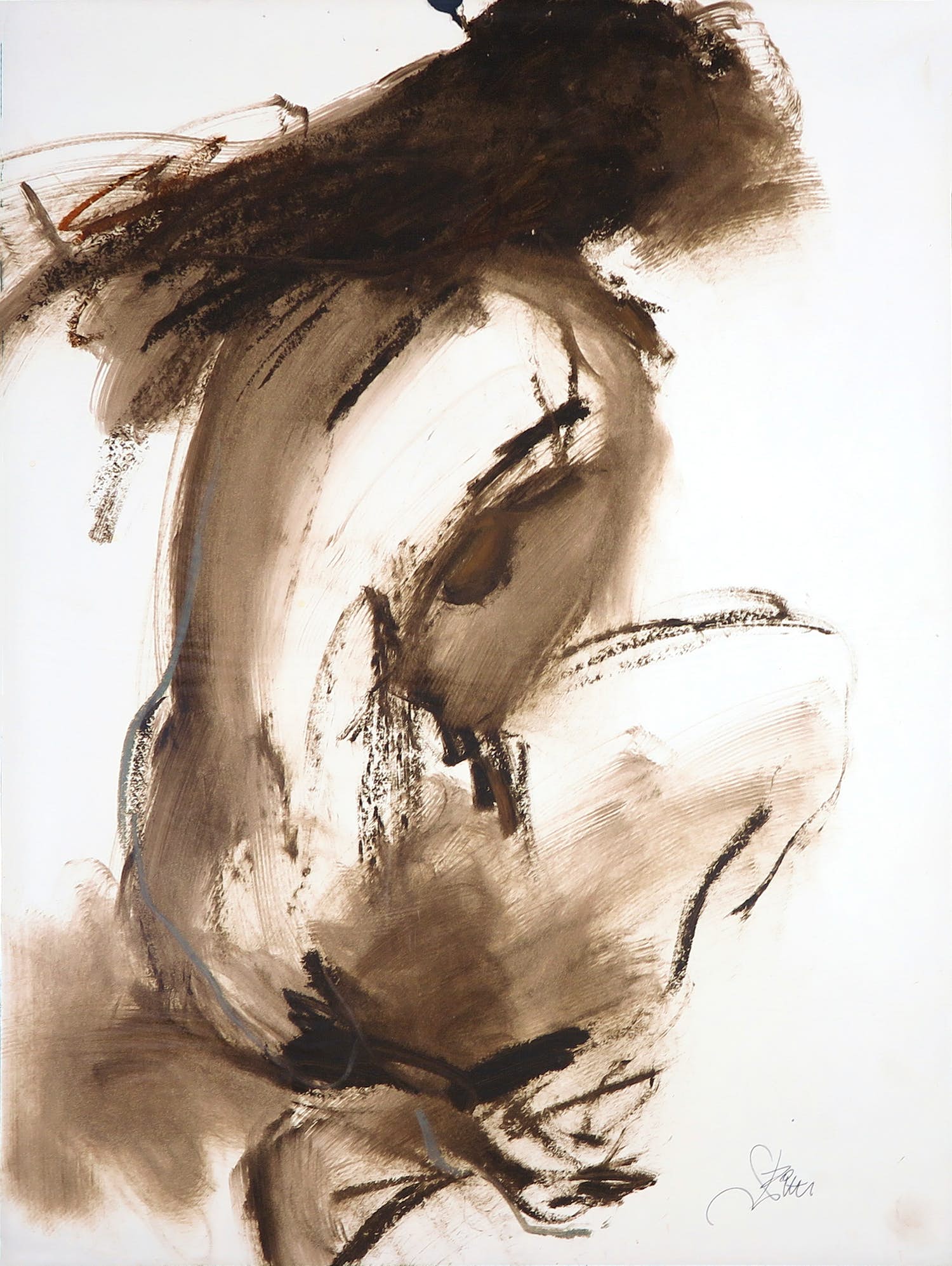 Franscz Witte - Gemengde techniek op papier, Zittend naakt vanaf rug kopen? Bied vanaf 1!