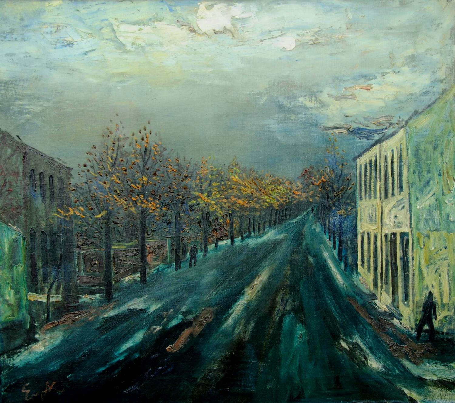 Charles Eyck - Ingelijste olieverf op doek: Straat te Valkenburg verkocht voor € 1995!