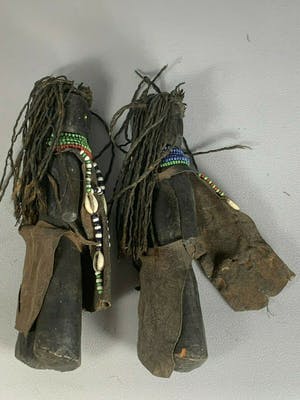 Dogon - 200645 - 2 Old Tribal used fertility dolls - SOTHO - South Africa. kopen? Bied vanaf 45!