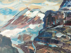 Peter van den Braken - Bergketen aan zee (mogelijk Gardameer te Italië) kopen? Bied vanaf 80!