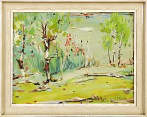 Janus Sibens - Olieverf op paneel, Landschap verkocht voor € 30!