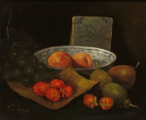 Roelof Wildeboer - Olieverf op paneel, Stilleven met fruit - Ingelijst kopen? Bied vanaf 1!