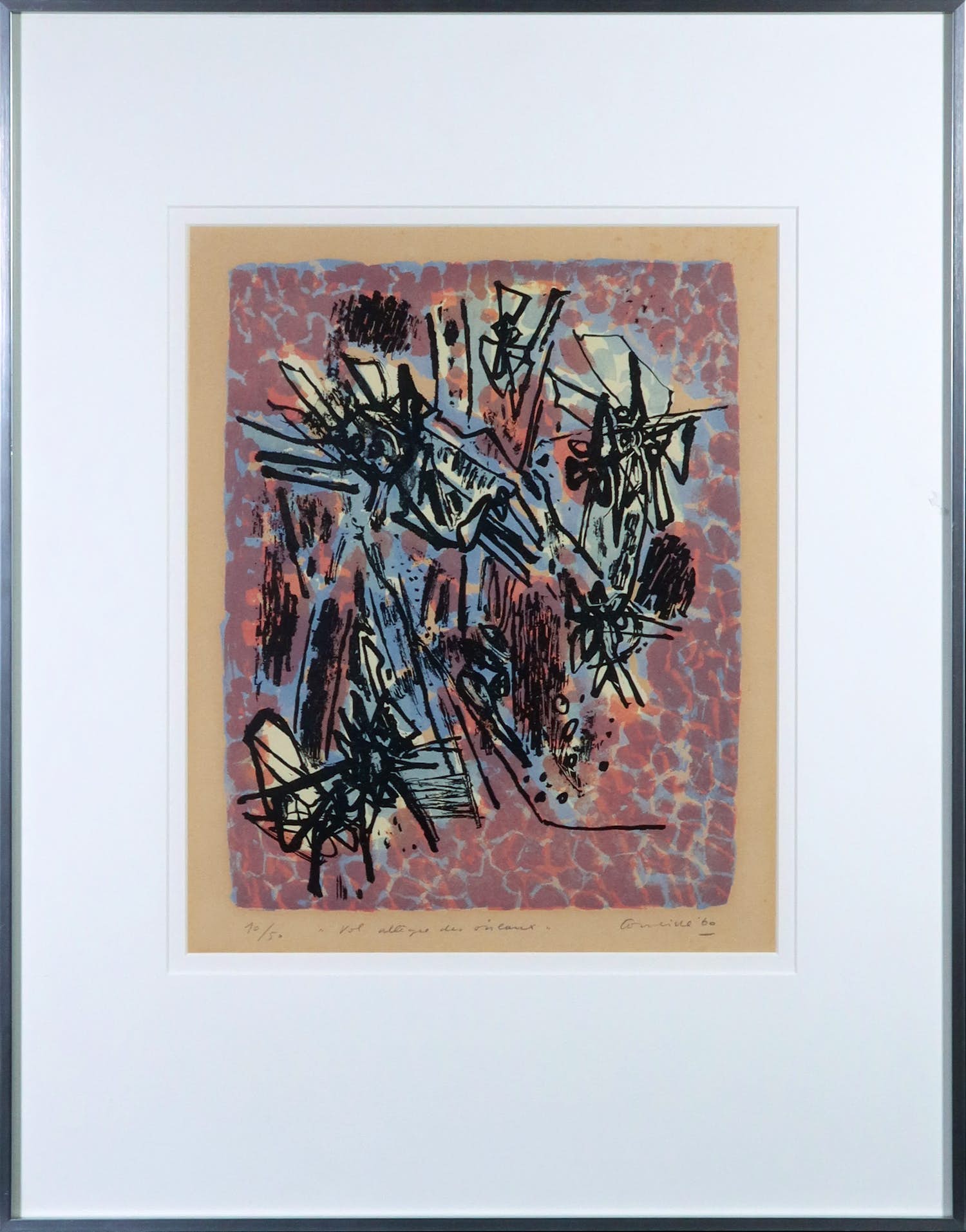 Corneille - Litho, Vol allègre des oiseaux - Ingelijst verkocht voor € 250!