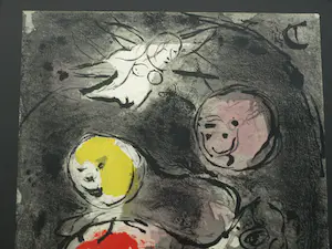 Marc Chagall - Ingelijst , Litho , Le Prophète Daniel avec les lions – Lijst, 76½ x 66½ cm. kopen? Bied vanaf 100!