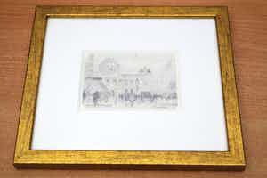 Joop Kropff - Houtskool en potlood - "Studietekening" van Gare du Nord | Brussel verkocht voor € 135!