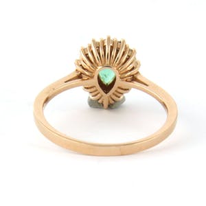 18k gouden ring bezet met smaragd en briljant geslepen diamant tot. 0.26ct kopen? Bied vanaf 500!