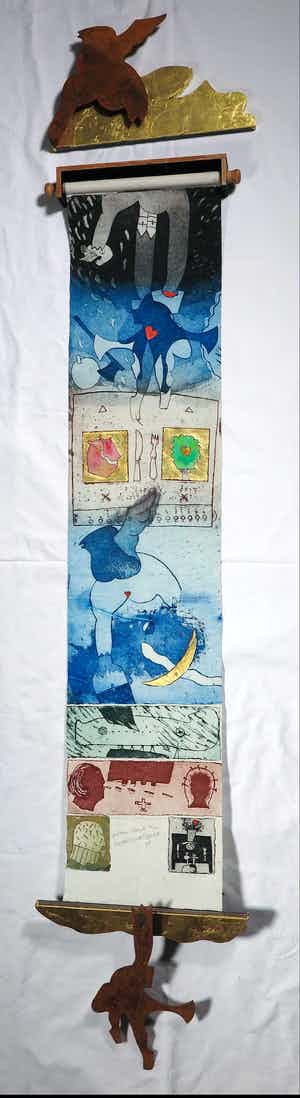 Michel van Overbeeke - Draperie met ornament in bladgoud, Golden Cloud verkocht voor € 250!