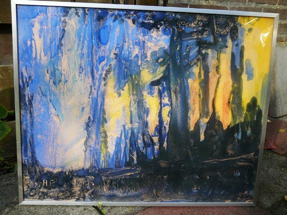 Niet of onleesbaar gesigneerd - Olivier Bommel bos -acryl op perspex- kopen? Bied vanaf 1!