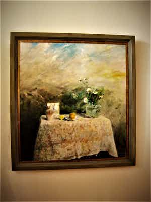 Niet of onleesbaar gesigneerd - Schitterend impressionistisch olieverf "stilleven met Margrieten" gesigneerd verkocht voor € 1!