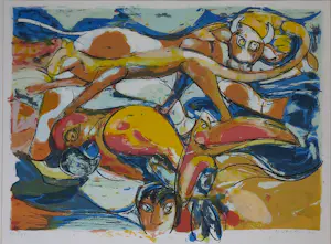 Anton Vrede - Zeefdruk, Zonder titel - Ingelijst kopen? Bied vanaf 60!