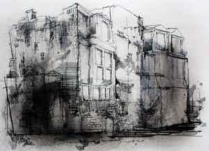 Dirkje Kuik - Inkttekening: ABC straat Utrecht verkocht voor € 225!