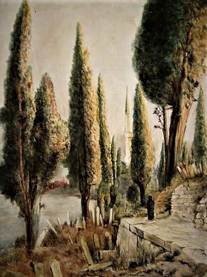 Nikos Xenos - Grieks impressionist - olieverf - "Op weg naar Kos aan Egeïsche Zee" gesigneerd kopen? Bied vanaf 10!