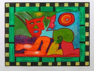 Clemens Briels - Zeefdruk, Habla ambas linguas con igual - Ingelijst kopen? Bied vanaf 50!