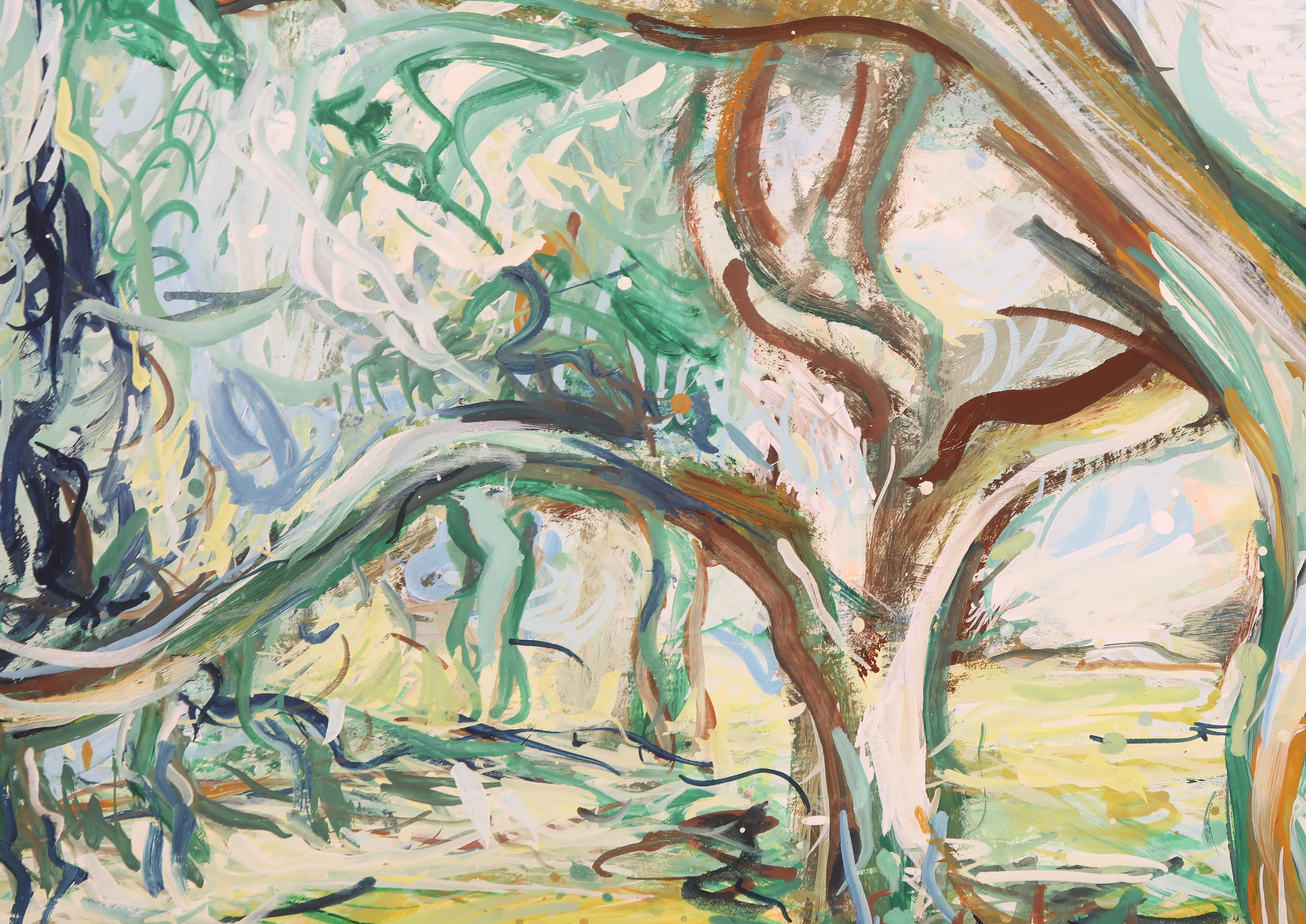 Niet of onleesbaar gesigneerd - Gouache, Bomen kopen? Bied vanaf 1!