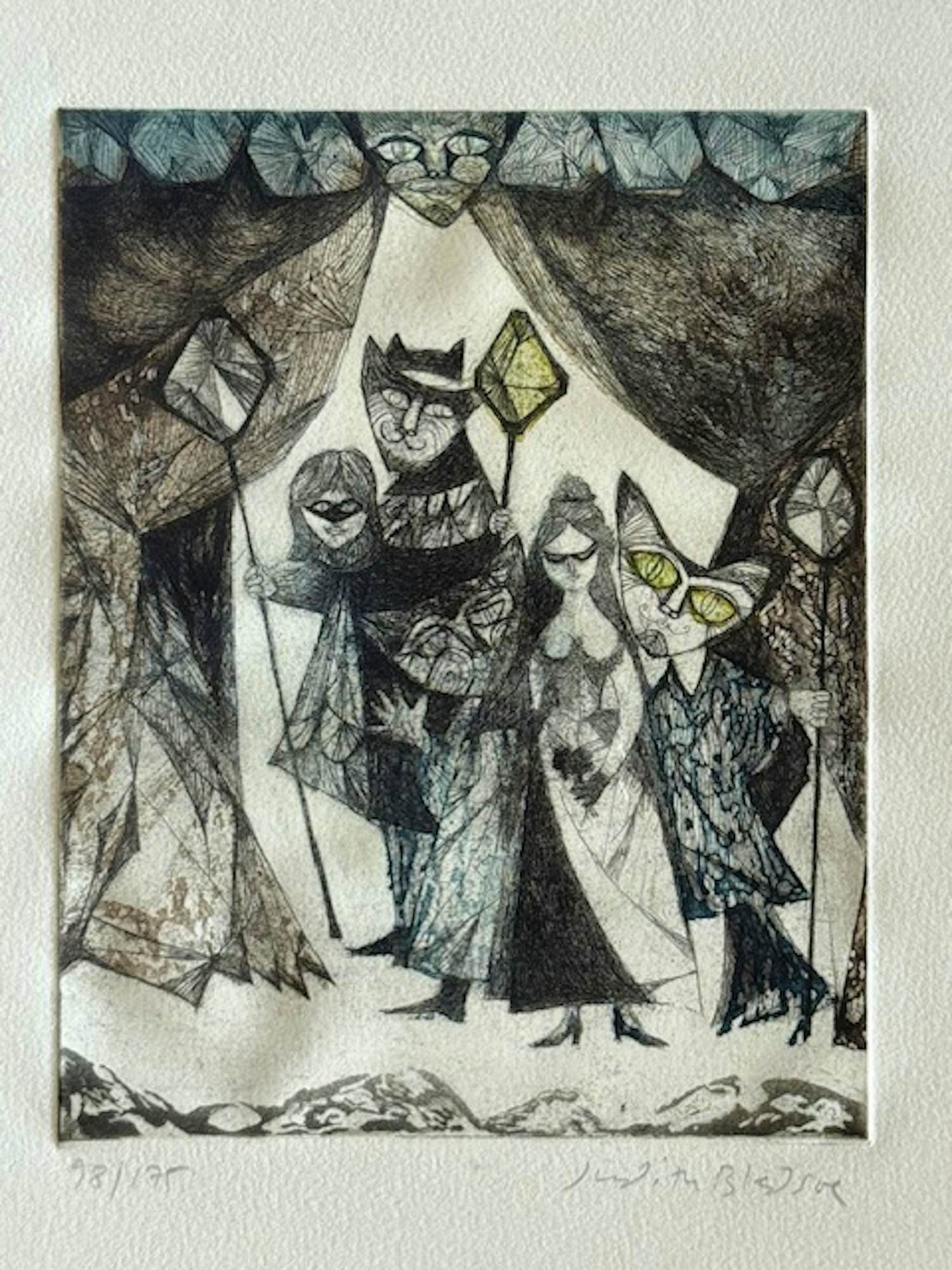 Judith Bledsoe - Aquatinte "Le bal masqué" kopen? Bied vanaf 50!