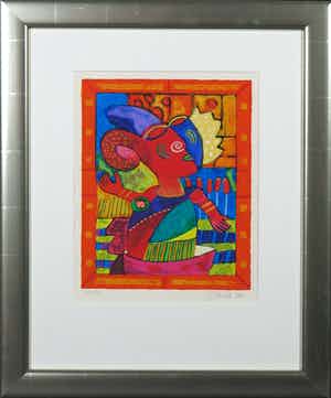 Clemens Briels - Zeefdruk, Zonder titel - Ingelijst verkocht voor € 100!