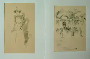 James Whistler - LOT(2x) "Gants de suede en The Long Gallery, Louvre" vendu pour 150€ !