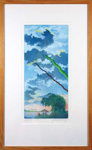 Sjoerd Bakker - Kleurenets, Twee boeren keren huiswaarts - Ingelijst verkocht voor € 35!